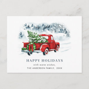 Retro Red Boerderij Truck Kerstgroet Holiday Briefkaart