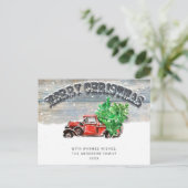 Retro Red Boerderij Truck Kerstgroet Holiday Briefkaart (Staand voorkant)
