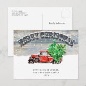 Retro Red Boerderij Truck Kerstgroet Holiday Briefkaart (Voorkant / Achterkant)