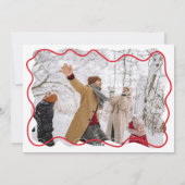 Retro Red Bow Pine Squiggle Lijst Foto Kerst Feestdagenkaart (Achterkant)