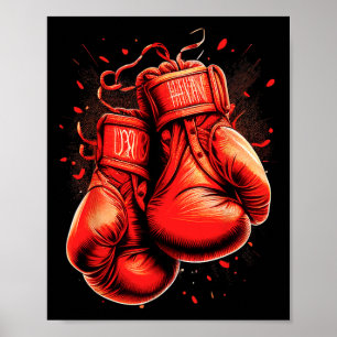 Retro Red Boxing Ghandschoenen  Boxer Poster