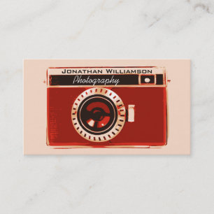 Retro Red Camera Fotografie Visitekaartjes