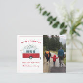 Retro Red Camper Adventure Camping Kerstmis Kaart (Staand voorkant)