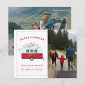 Retro Red Camper Adventure Camping Kerstmis Kaart (Voorkant / Achterkant)