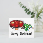  Retro Red Camper-kerstBriefkaart Briefkaart (Staand voorkant)