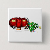  Retro Red Camper kerstButton Vierkante Button 5,1 Cm (Voorkant)