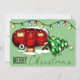  Retro Red Camper-kerstkaart Feestdagenkaart