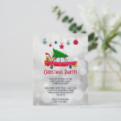 Retro Red Car die een kerstboom vervoert nodigt ui Briefkaart (Staand voorkant)