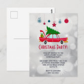 Retro Red Car die een kerstboom vervoert nodigt ui Briefkaart (Voorkant / Achterkant)