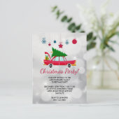 Retro Red Car die een kerstboom vervoert nodigt ui Briefkaart (Staand voorkant)