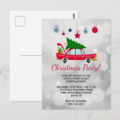 Retro Red Car die een kerstboom vervoert nodigt ui Briefkaart (Voorkant / Achterkant)