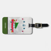 Retro Red Car met kerstboom Bagagelabel (Voorkant horizontaal)