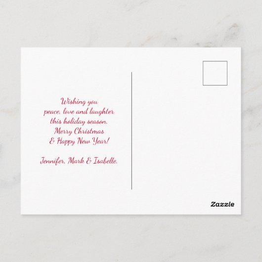 Retro Red Car met kerstboom Briefkaart (Achterkant)