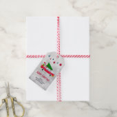 Retro Red Car met kerstboom Cadeaulabel (Met Touw)