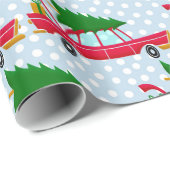 Retro Red Car met kerstboom Cadeaupapier (Rol Hoek)
