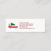 Retro Red Car met kerstboom Mini Visitekaartje (Achterkant)