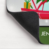 Retro Red Car met kerstboom Muismat (Hoek)