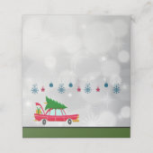 Retro Red Car met kerstboom Plaatskaartje (Buitenkant ongevouwen)