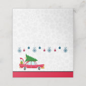 Retro Red Car met kerstboom Plaatskaartje (Buitenkant ongevouwen)