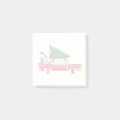 Retro Red Car met kerstboom Post-it® Notes (Voorkant)