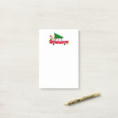 Retro Red Car met kerstboom Post-it® Notes (Op bureau)
