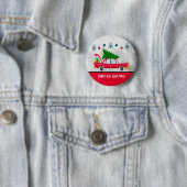Retro Red Car met kerstboom Ronde Button 5,7 Cm (In situ)