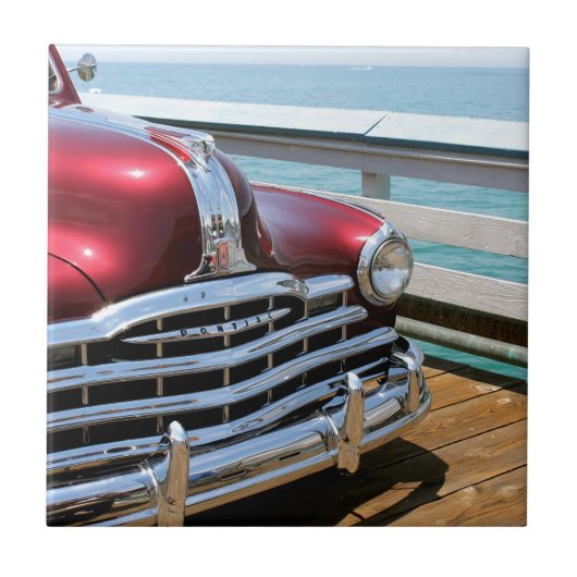 Retro Red Car Tegeltje (Voorkant)