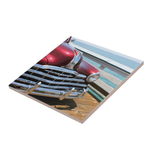 Retro Red Car Tegeltje (Zijkant)