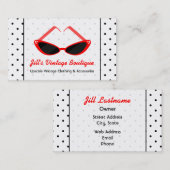 Retro Red Cat Eye zonnebrillen & Black Polka Dots Visitekaartje (Voorkant / Achterkant)