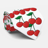 Retro Red Cherries Fifties Stropdas uit het midden (Opgerold)