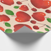 Retro Red Cherry Fruit Orchard Pattern Gift Cadeaupapier (Hoek)
