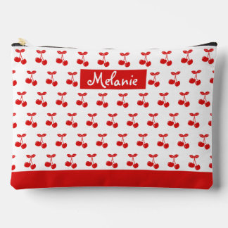 Retro Red Cherry Pattern Wit Gepersonaliseerd Etui