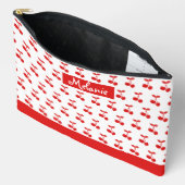 Retro Red Cherry Pattern Wit Gepersonaliseerd Etui (Open)