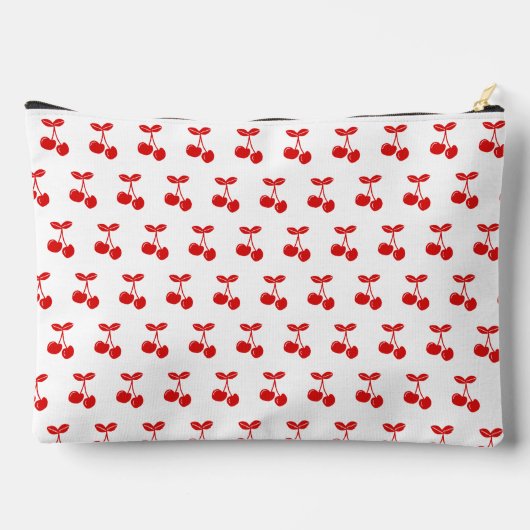 Retro Red Cherry Pattern Wit Gepersonaliseerd Etui (Achterkant)