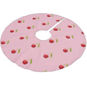 Retro   Red Cherry Roze Patroon Kerstboom Rok (Gekanteld)