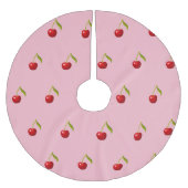 Retro   Red Cherry Roze Patroon Kerstboom Rok (Voorkant)