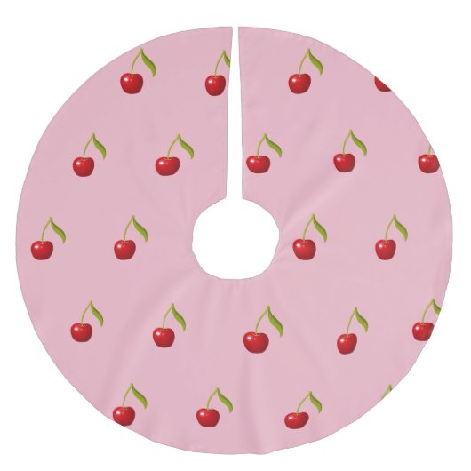 Retro   Red Cherry Roze Patroon Kerstboom Rok (Voorkant)