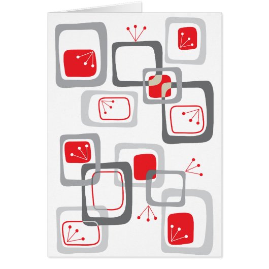 Retro Red Cherry Squares Blank Kaart (Voorkant)