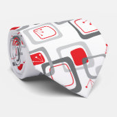 Retro Red Cherry Squares Funky Groovy Pattern Stro Stropdas (Opgerold)