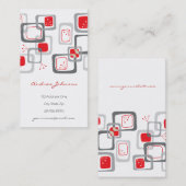 Retro Red Cherry Squares Groovy Funky Profile Card Visitekaartje (Voorkant / Achterkant)