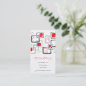 Retro Red Cherry Squares Groovy Funky Profile Card Visitekaartje (Staand voorkant)