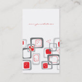 Retro Red Cherry Squares Groovy Funky Profile Card Visitekaartje (Achterkant)