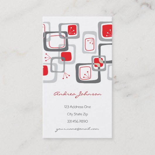 Retro Red Cherry Squares Groovy Funky Profile Card Visitekaartje (Voorkant)