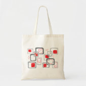 Retro Red Cherry Squares Pattern Custom Canvas tas (Voorkant)