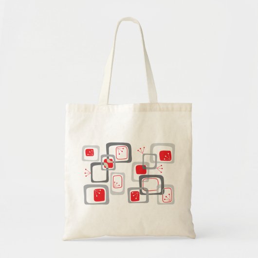 Retro Red Cherry Squares Pattern Custom Canvas tas (Voorkant)