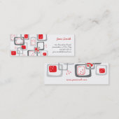 Retro Red Cherry Squares Sjabloon Profile Card Mini Visitekaartje (Voorkant / Achterkant)