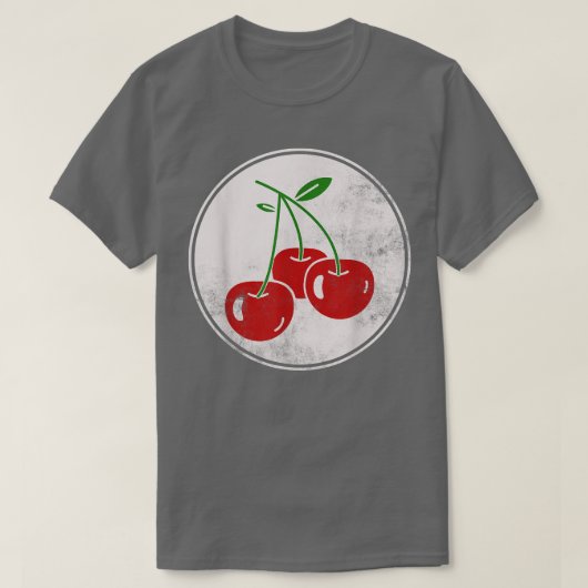 Retro Red Cherry Triple Cherries Fruit Lover T-shirt (Design voorkant)