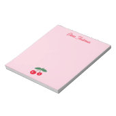 Retro Red Cherry Valentines Day Personalized Name Notitieblok (Linkerzijde)