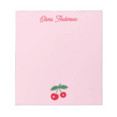 Retro Red Cherry Valentines Day Personalized Name Notitieblok (Voorkant)