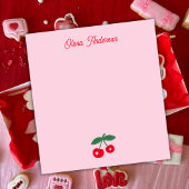 Retro Red Cherry Valentines Day Personalized Name Notitieblok